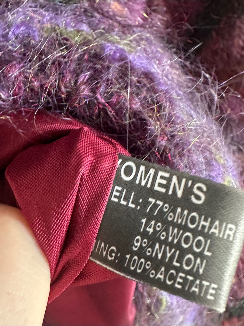Vintage Blarney Purple Mohair Wool Floral Knit Button Cardigan Coat Medium - Picture 4 of 11